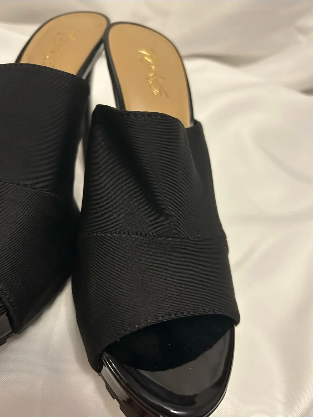 Thalia Sodi Black Open-Toe Stiletto Mule Heels